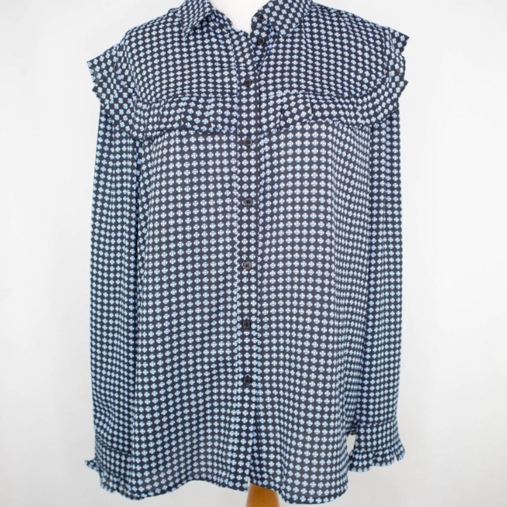 WHO WHAT WEAR Top Size 12/14 Button Down Ruffle
